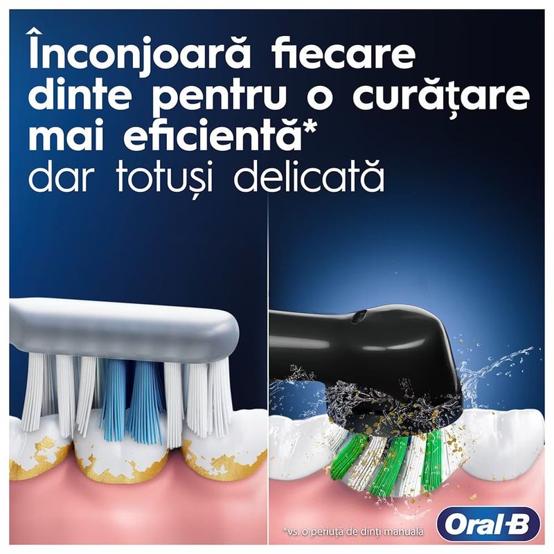 Ingrijire personala si Cosmetice - Igiena dentara - Periute de dinti electrice - Set 2 x Periuta de dinti electrica Oral-B Vitality Pro, Curatare 2D, 3 programe, 1 Incarcator, 2 Capete, Negru/Violet - Infinity.ro