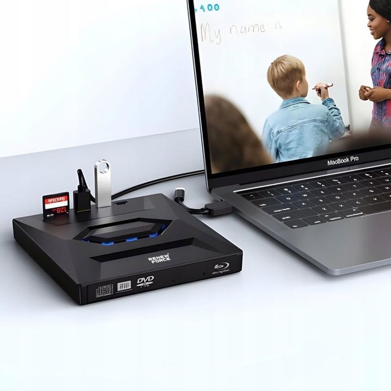 PC, gaming si accesorii - Componente PC - Componente - CD, DVD si Blu Ray - Unitate Optica Externa CD/DVD RW 5 in 1, USB 3.0, port USB-C, cititor de carduri SD si MicroSD - Infinity.ro