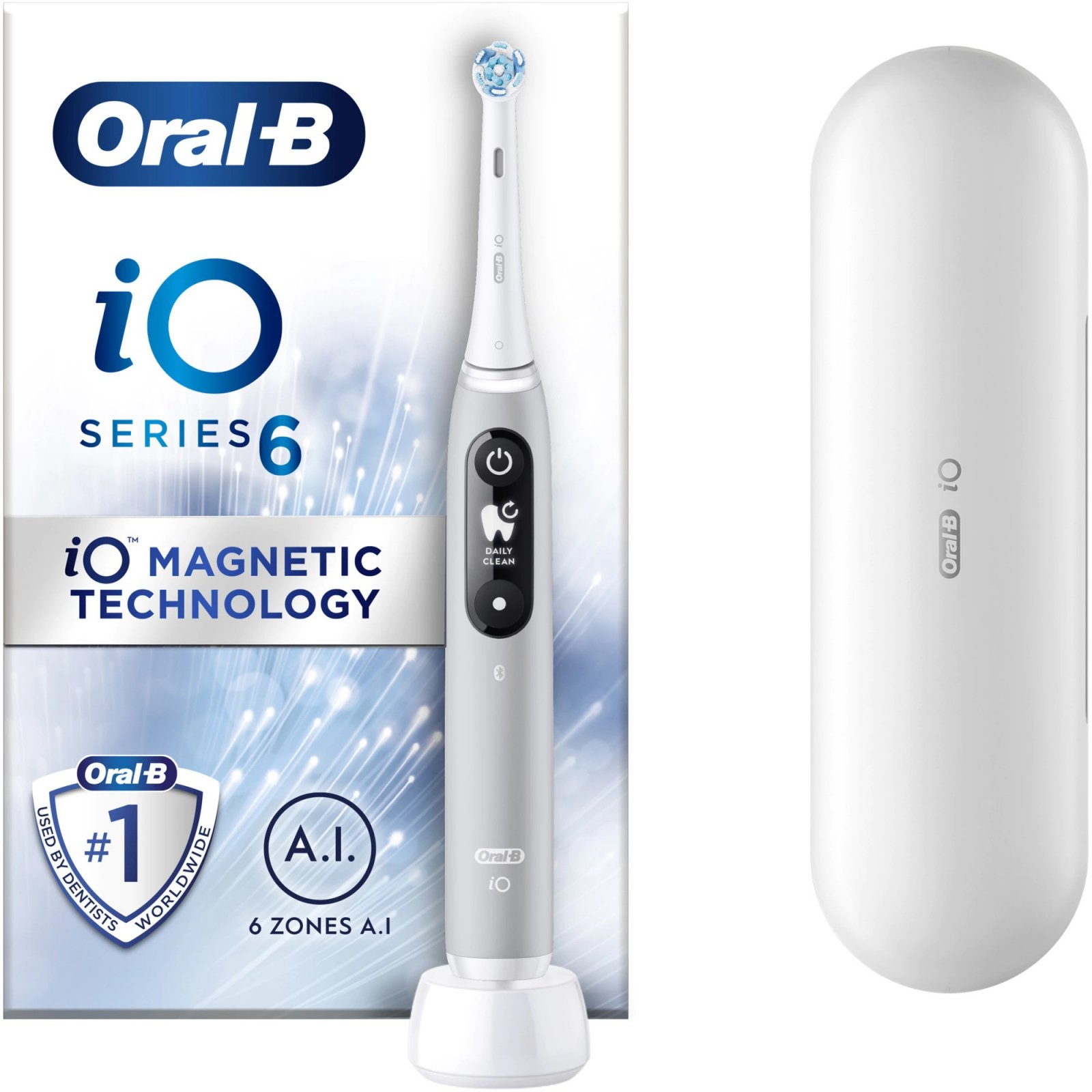 Periuta de dinti electrica Oral-B iO6 cu tehnologie magnetica si micro-vibratii, inteligenta artificiala, display led