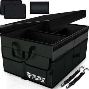 Organizator portbagaj auto, pliabil, 3 compartimente, impermeabil, Capacitate 64 litri, 51 cm x 36 cm x 32 cm, Negru