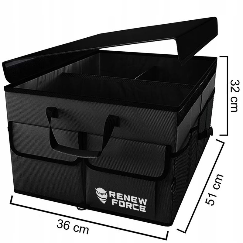 Auto si Moto - Piese auto si accesorii - Interior auto - Accesorii interior - Organizator portbagaj auto, pliabil, 3 compartimente, impermeabil, Capacitate 64 litri, 51 cm x 36 cm x 32 cm, Negru - Infinity.ro