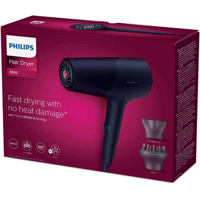 Ingrijire personala si Cosmetice - Aparate & accesorii ingrijire personala - Hair styling - Uscatoare de par - Uscator de par Philips BHD510/00, 2300W, ingrijire cu ioni, 2 setari de viteza, 3 setari de temperatura, difuzor - Infinity.ro