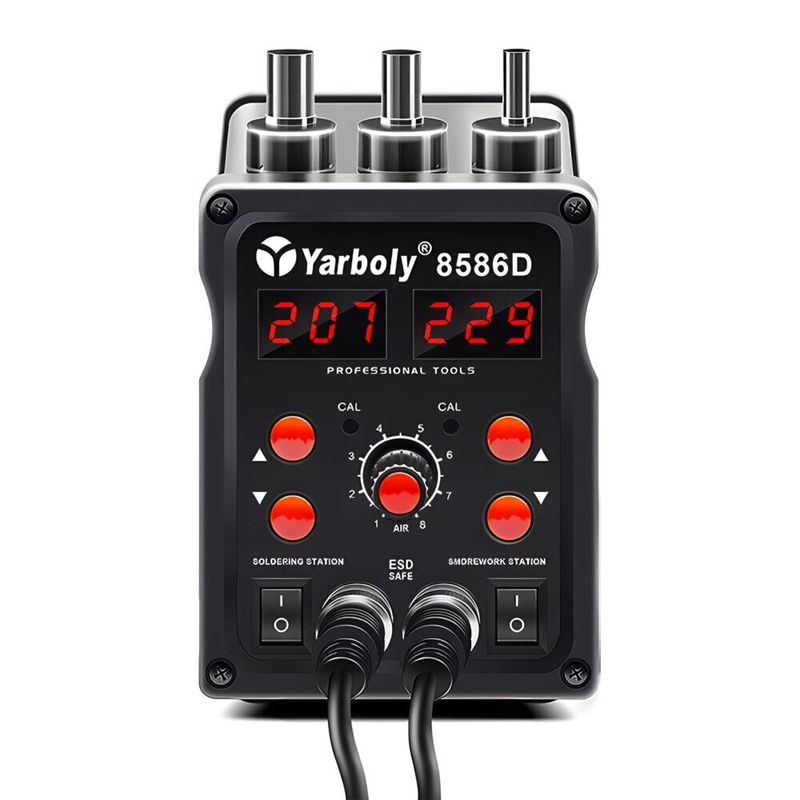 Casa si Gradina - Constructii - Scule electrice si accesorii - Pistoale de lipit - Statie de Lipit 2in1, Putere 700W + 60W, Reglare Temperatura 100°C-500°C, Ecran LCD, 3 Duze Interschimbabile - Infinity.ro