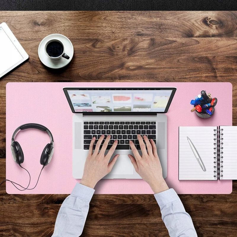 PC, gaming si accesorii - Periferice PC - Mousepad - Mousepad PROtone XXL pentru protectie birou, din piele pu, cu doua fete Albastru/Roz, 90x45 cm - Infinity.ro