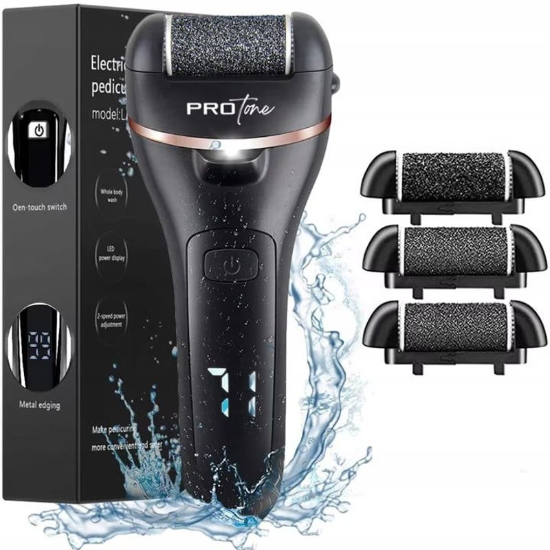 Ingrijire personala si Cosmetice - Manichiura si pedichiura - Pile cosmetice - Set Pila electrica pentru talpi si calcaie PROtone, Display digital, Acumulator 1200 mAh, 2 viteze, 2000 rot/min - Infinity.ro