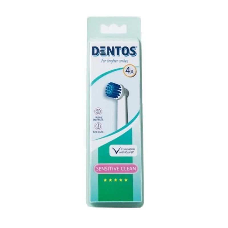 Ingrijire personala si Cosmetice - Igiena dentara - Rezerve si accesorii - Rezerva compatibila periuta de dinti electrica Oral-B, Dentos Sensitive Clean, 4 bucati, Alb - Infinity.ro