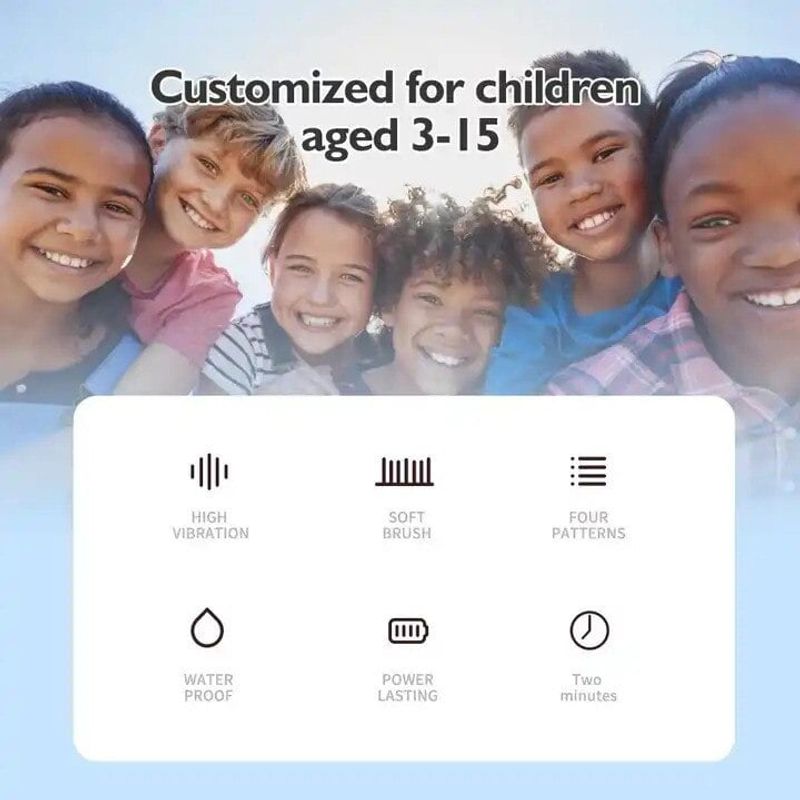 Ingrijire personala si Cosmetice - Igiena dentara - Periute de dinti electrice - Periuta electrica reincarcabila sonica WhySmile Copii, 32000 miscari/minut, 4 moduri de curatatare, 8 capete de periere - Infinity.ro