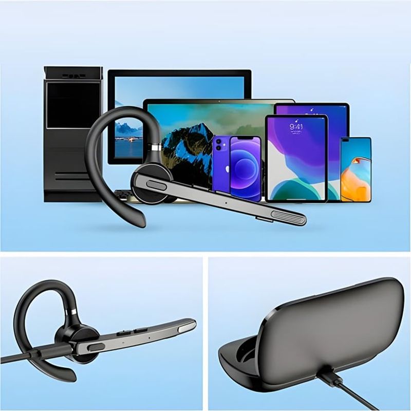 TV, Audio-Video si Foto - Portabile audio - Casti audio - Casca Bluetooth Wireless New Bee , Bluetooth 5.1, Anulare zgomot, Cu carcasa de incarcare, Sunet HD, Multipoint - Infinity.ro