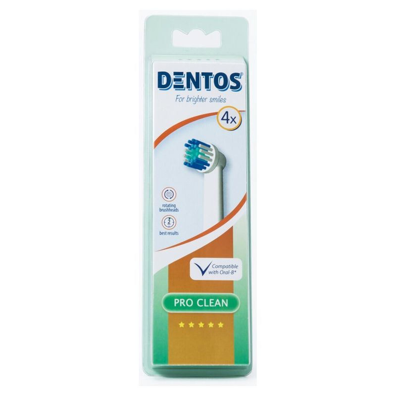Ingrijire personala si Cosmetice - Igiena dentara - Rezerve si accesorii - Rezerva compatibila periuta de dinti electrica Oral-B, Dentos Pro Clean, 4 bucati, Alb - Infinity.ro
