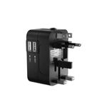Casa si Gradina - Electrice - Accesorii electrice - Accesorii prize si intrerupatoare - Adaptor incarcator universal de calatorie cu 2xUSB pentru EU, USA, UK, AUST, Negru - Infinity.ro