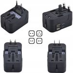 Casa si Gradina - Electrice - Accesorii electrice - Accesorii prize si intrerupatoare - Adaptor incarcator universal de calatorie cu 2xUSB pentru EU, USA, UK, AUST, Negru - Infinity.ro