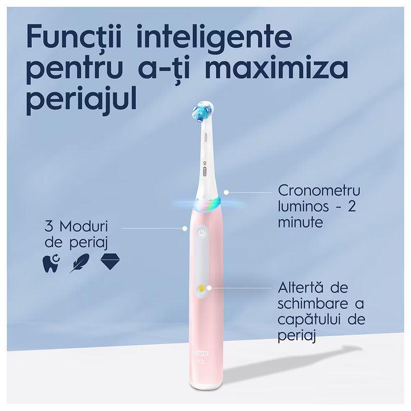 Ingrijire personala si Cosmetice - Igiena dentara - Periute de dinti electrice - Periuta de dinti electrica Oral-B iO3 cu Tehnologie Magnetica si Micro-Vibratii, Senzor de presiune Smart, 3 moduri, - Infinity.ro