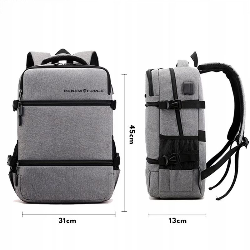 Laptop, Telefoane si Tablete - Laptopuri si accesorii - Accesorii Laptop - Genti laptop - Rucsac multifunctional  cu Port de incarcare USB, smart casual pentru Business, Calatorii si Laptop 15 inchi,45x31x13 cm - Infinity.ro