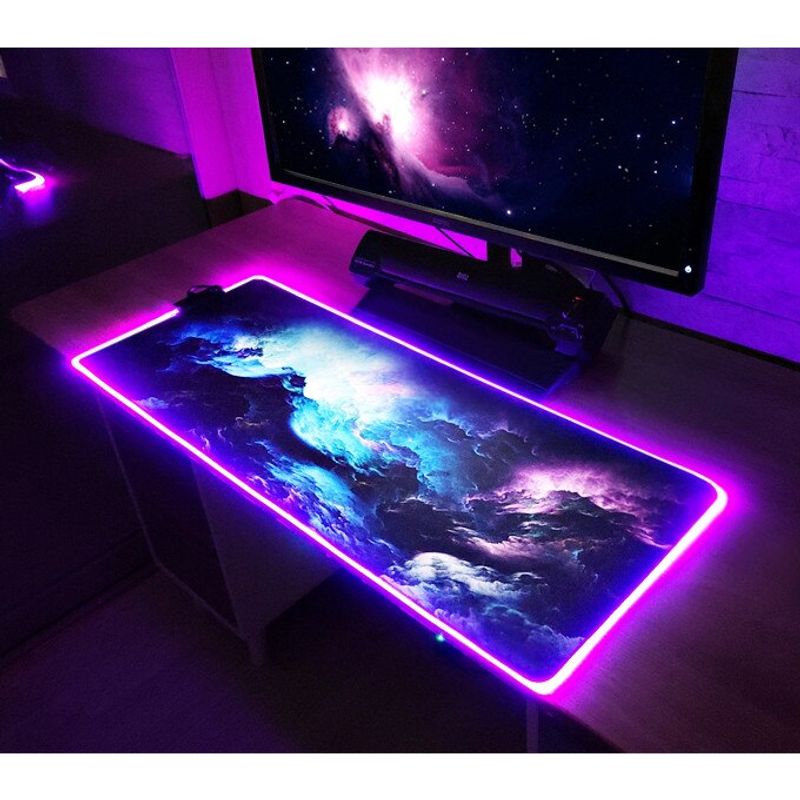 PC, gaming si accesorii - Periferice PC - Mousepad - Mousepad Gaming RGB, model cosmos, 800x300x3mm, Iluminare RGB, 14 moduri de iluminare, Cablu USB inclus - Infinity.ro