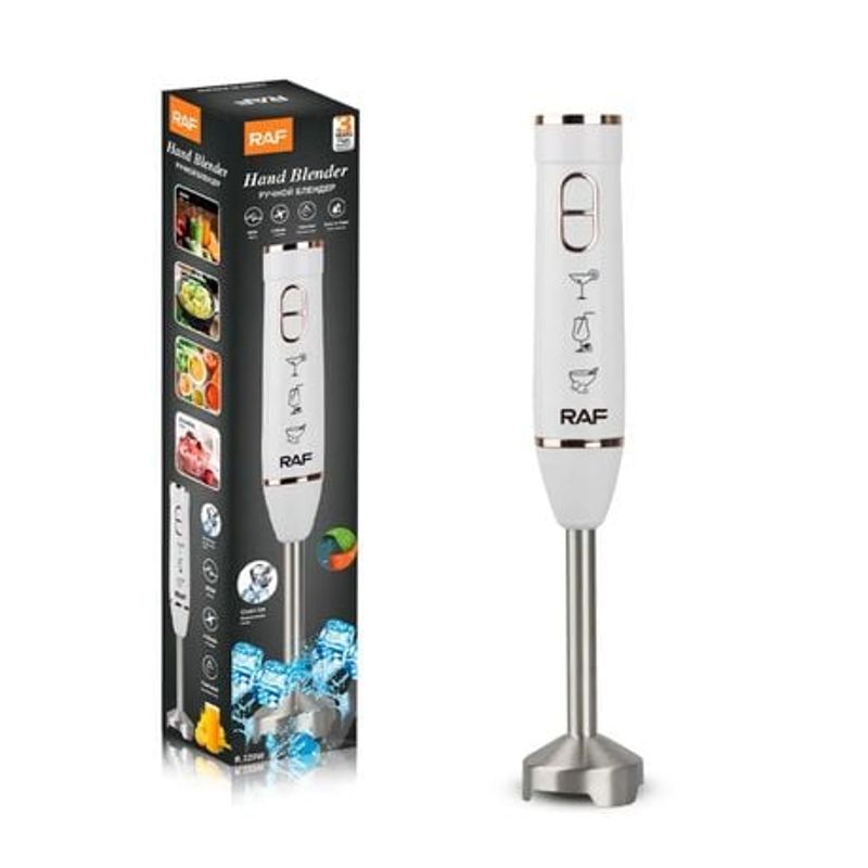 Electronice si Electrocasnice - Electrocasnice bucatarie - Mixere, tocatoare & roboti de bucatarie - Blendere si mini tocatoare - Blender de mana RAF, putere 800W, 4 lame, 15000 rpm, zdrobeste gheata, model R.320W - Infinity.ro