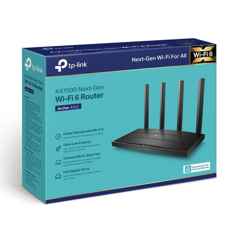 PC, gaming si accesorii - Retelistica - Wireless - Routere Wireless - Router Wireless TP-Link Archer AX12, AX1500, Dual-Band, Wi-Fi 6 ArcherAX12 - Infinity.ro