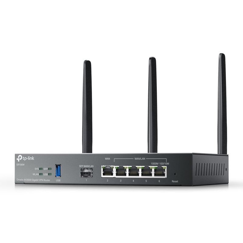 PC, gaming si accesorii - Retelistica - Wireless - Routere Wireless - Router VPN, Wi-Fi 6, AX3000, 1 x SFP Gigabit, 5 x RJ45 Gigabit, 1 x USB - TP-Link Omada ER706W - Infinity.ro
