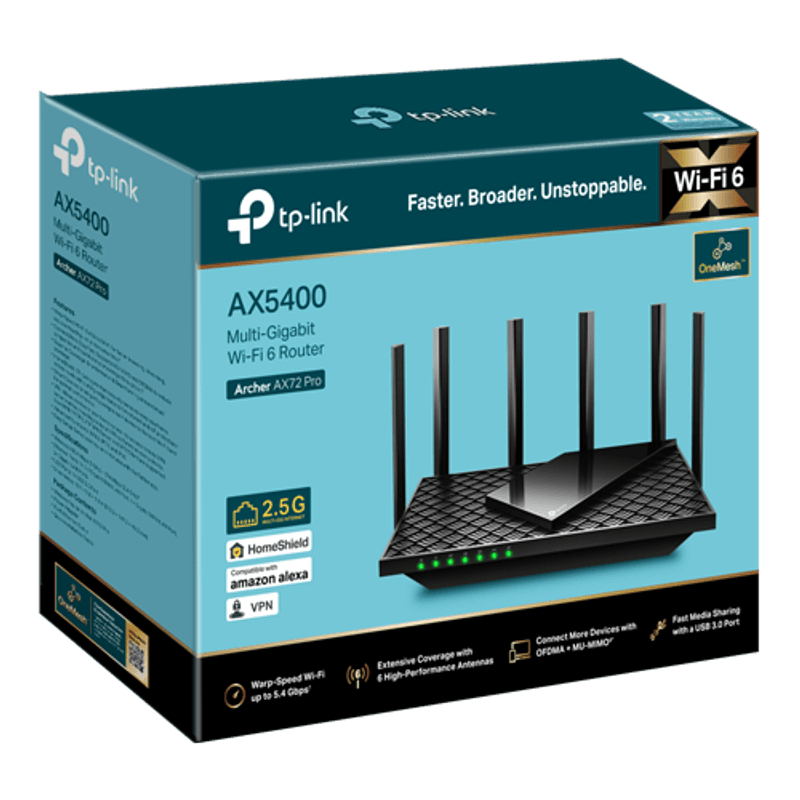 PC, gaming si accesorii - Retelistica - Wireless - Routere Wireless - Router wireless TP-Link Archer AX72 Pro, AX5400, Wi-Fi 6, Dual-Band Gigabit, 1x2.5 Gigabit, USB 3.0 - Infinity.ro