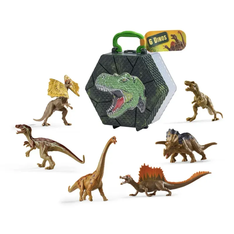 Jucarii, Copii si Bebe - Jucarii si jocuri - Figurine - Nature World Dino Set 6 Dinozauri In Cutie Piramida - Infinity.ro