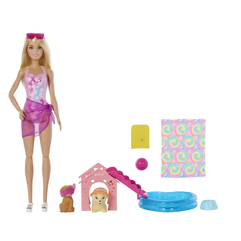 Jucarii, Copii si Bebe - Jucarii si jocuri - Papusi si accesorii - Papusi - Barbie Color Change Petrecerea Catelusului La Piscina - Infinity.ro