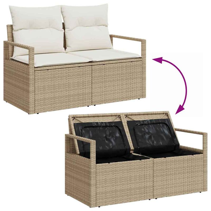 Casa si Gradina - Gradina si terasa - Mobilier exterior - Canapele si fotolii gradina - Set de canapele pentru gradina cu perna 9 pcs Bej Rattan poli - Infinity.ro