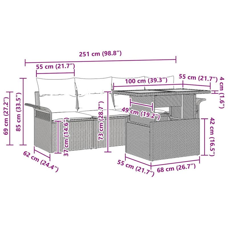 Casa si Gradina - Gradina si terasa - Mobilier exterior - Canapele si fotolii gradina - Set de canapele pentru gradina cu perna 5 pcs negru si crem - Infinity.ro