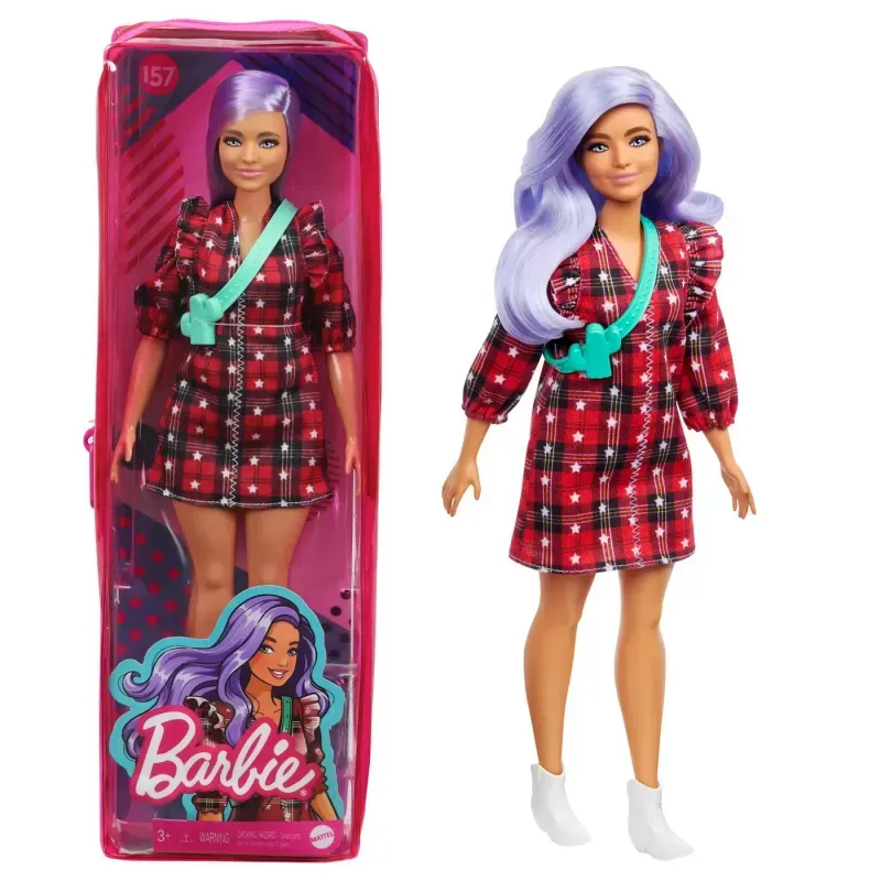 Jucarii, Copii si Bebe - Jucarii si jocuri - Papusi si accesorii - Papusi - Papusa Barbie Fashionista Cu Parul Mov Si Rochita Cu Stelute - Infinity.ro