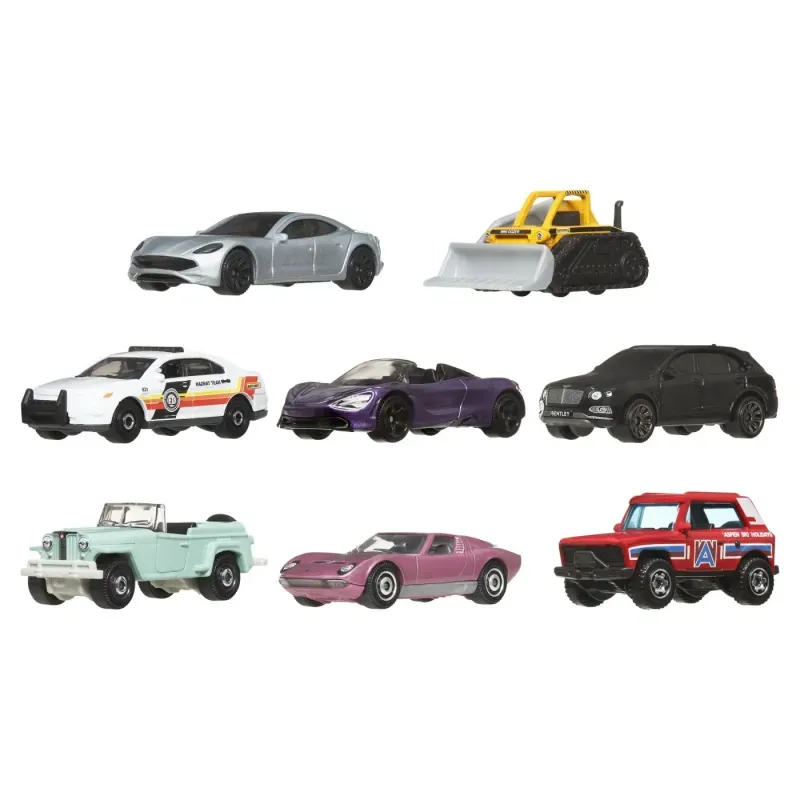 Jucarii, Copii si Bebe - Jucarii si jocuri - Vehicule si jucarii cu telecomanda - Masinute - Matchbox Set 8 Masinute Metalice Exclusiv Karma Gs-6 Cara 1 La 64 - Infinity.ro