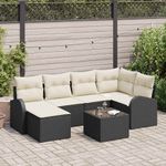Casa si Gradina - Gradina si terasa - Mobilier exterior - Canapele si fotolii gradina - Set de canapele pentru gradina cu perna 7 pcs Negru Rattan poli - Infinity.ro