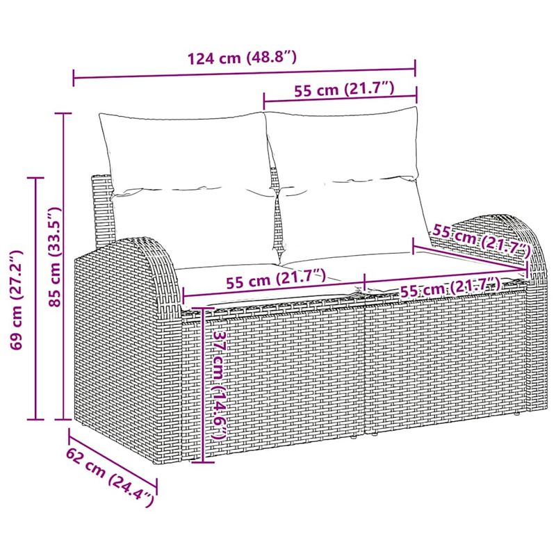 Casa si Gradina - Gradina si terasa - Mobilier exterior - Canapele si fotolii gradina - Set de canapele pentru gradina cu perna 7 pcs Negru Rattan poli - Infinity.ro