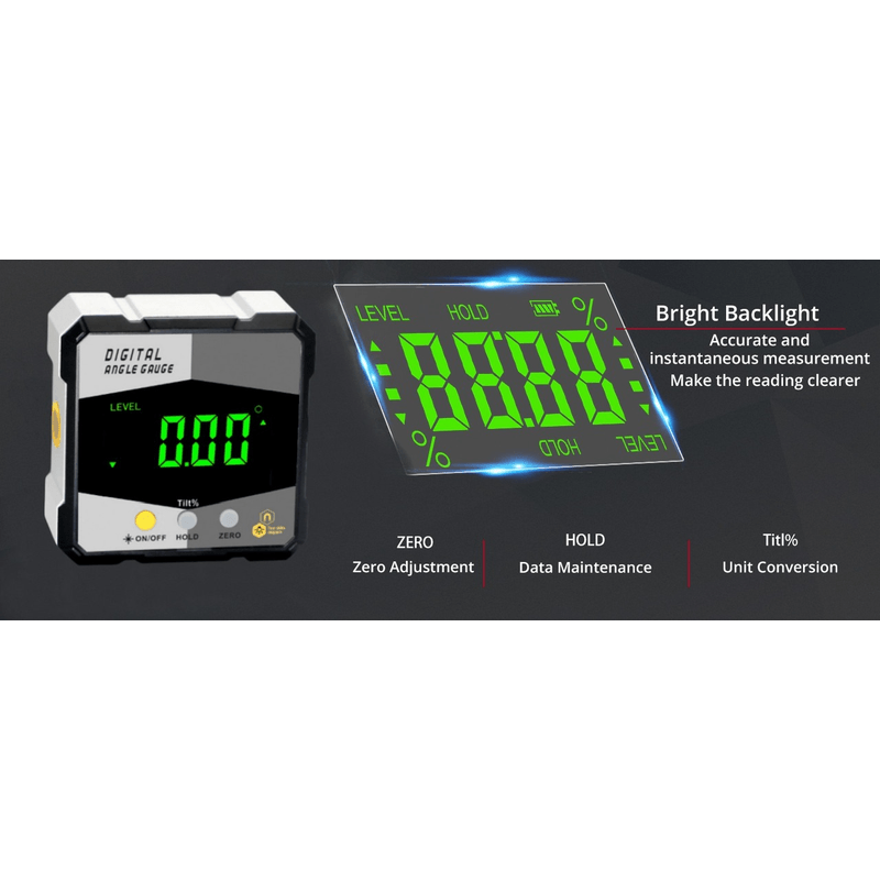 Casa si Gradina - Constructii - Scule de mana si unelte - Unelte de masurat - Inclinometru Digital Portabil cu Laser, 4 Laturi Magnetice, Aparat Masurat Unghiuri, Rezistent la Socuri si Apa, Negru - Infinity.ro