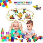 Jucarii, Copii si Bebe - Jucarii si jocuri - Seturi de constructie si cuburi - Seturi de constructie - Set De Constructie Magnetic Tiles 3D – 129 Piese Colorate Pentru Copii, Jucarie Educativa STEM, Creativa,  Forme Variate - Infinity.ro