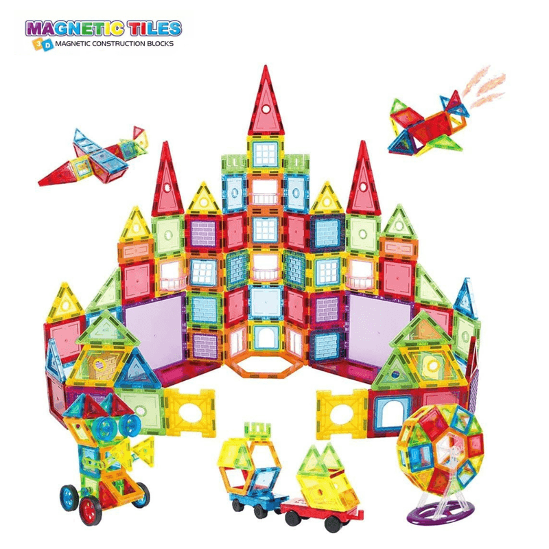 Jucarii, Copii si Bebe - Jucarii si jocuri - Seturi de constructie si cuburi - Seturi de constructie - Set De Constructie Magnetic Tiles 3D – 129 Piese Colorate Pentru Copii, Jucarie Educativa STEM, Creativa,  Forme Variate - Infinity.ro