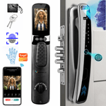 Casa si Gradina - Constructii - Feronerie si accesorii - Broaste si yale - Yala inteligenta Smart cu Recunoastere Faciala 3D, Camera Video, Amprenta, Card, Parola, NFC, Cheie, Aplicatie Tuya - Infinity.ro