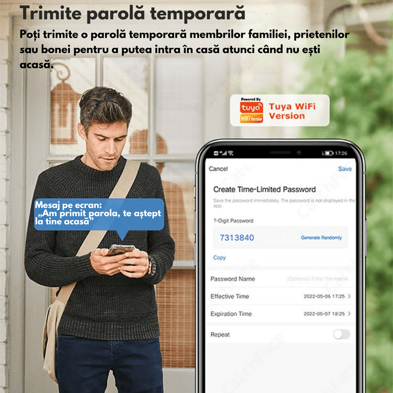 Casa si Gradina - Constructii - Feronerie si accesorii - Broaste si yale - Yala inteligenta Smart cu Recunoastere Faciala 3D, Camera Video, Amprenta, Card, Parola, NFC, Cheie, Aplicatie Tuya - Infinity.ro