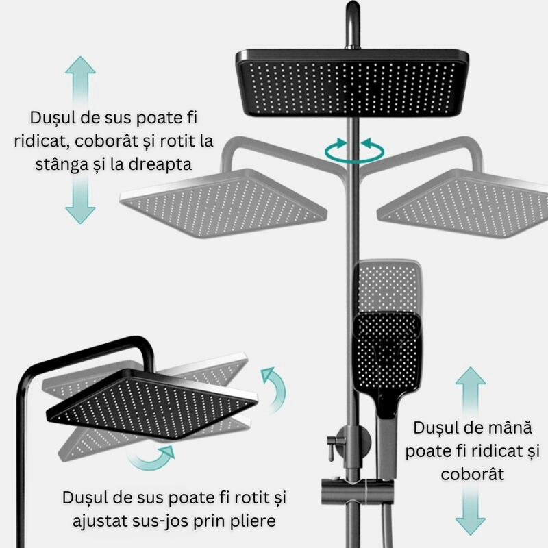 Casa si Gradina - Sanitare - Cazi si cabine de dus - Coloane si seturi de dus - Set de dus cu Iluminare LED si afisaj Digital al Temperaturi, coloana cu termostat si turbina generatoare de curent - Infinity.ro