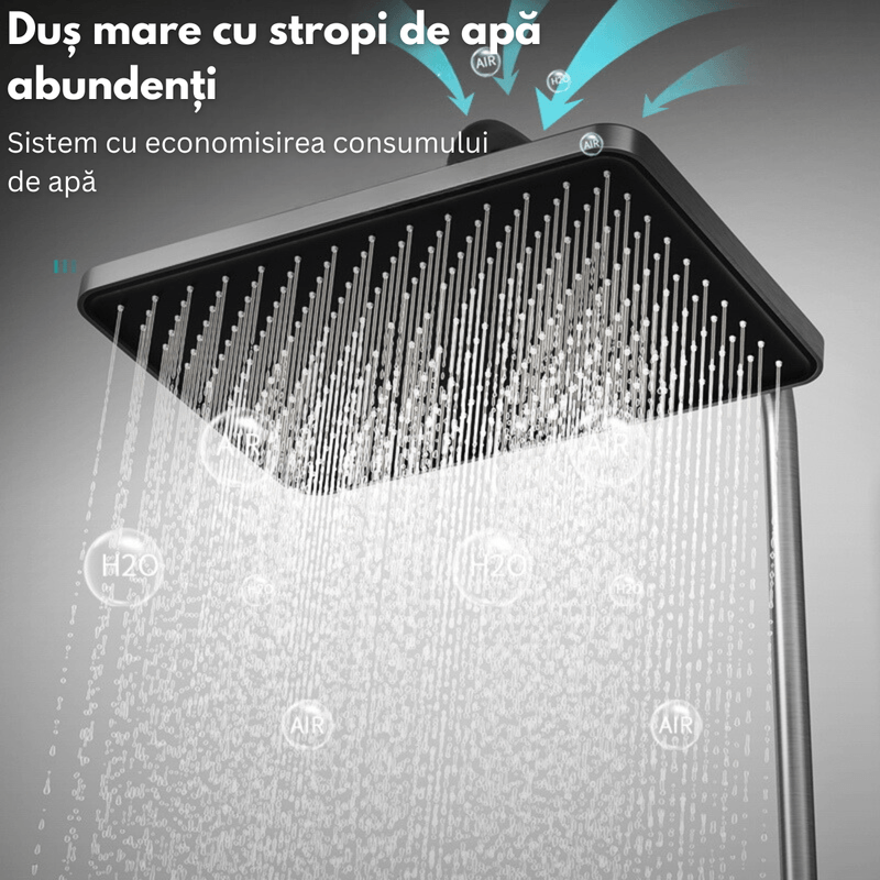 Casa si Gradina - Sanitare - Cazi si cabine de dus - Coloane si seturi de dus - Coloana de Dus Smart cu Iluminare LED si afisaj Digital al Temperaturi / Ceas, Control Termostatic si turbina curent - Infinity.ro