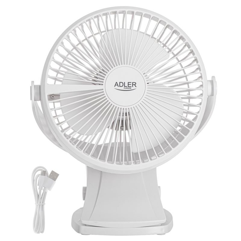 Electronice si Electrocasnice - Climatizare si sisteme de incalzire - Aparate racire aer - Ventilatoare - Ventilator portabil Adler AD7342w, 5W, 3000mAh, clip-on - Infinity.ro