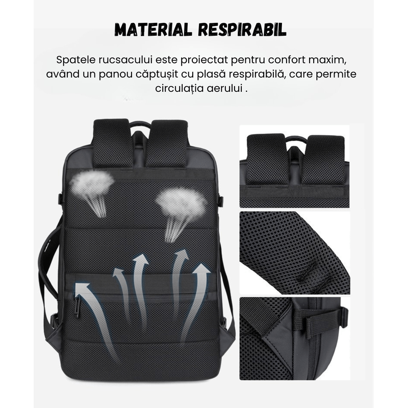 Sport si Outdoor - Articole de voiaj - Rucsacuri - Rucsac multifunctional Versatyx®, Extensibil, Bagaj Cabina Avion, Compartiment Laptop, Suport Troler, Impermeabil - Infinity.ro