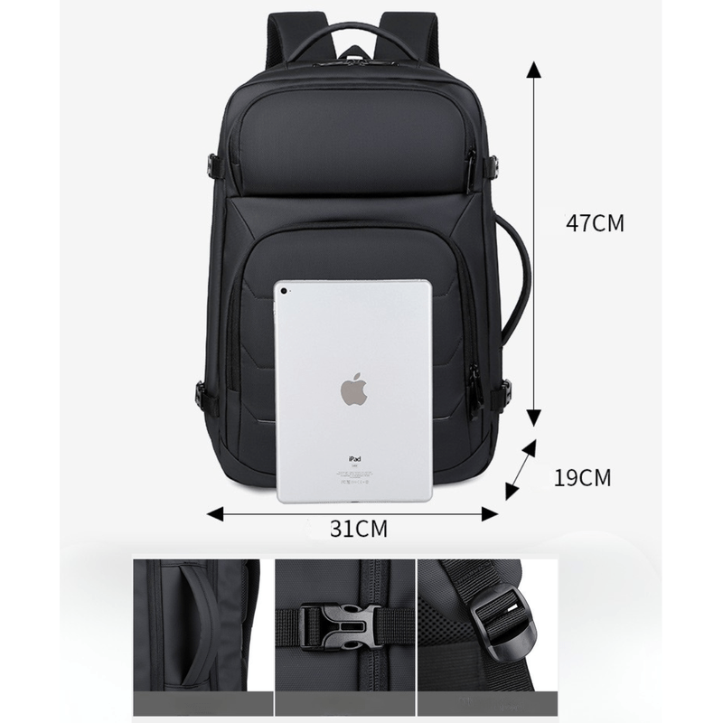 Sport si Outdoor - Articole de voiaj - Rucsacuri - Rucsac multifunctional Versatyx®, Extensibil, Bagaj Cabina Avion, Compartiment Laptop, Suport Troler, Impermeabil - Infinity.ro