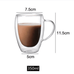 Casa si Gradina - Bucatarie si vesela - Cani si pahare - Cani si cesti - Set 6 cani, Cana termorezistenta 350 ml  cu perete dublu, Sticla borosilicata, Transparent - Infinity.ro