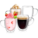 Casa si Gradina - Bucatarie si vesela - Cani si pahare - Cani si cesti - Set 6 cani, Cana termorezistenta 350 ml  cu perete dublu, Sticla borosilicata, Transparent - Infinity.ro