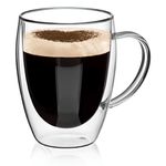 Casa si Gradina - Bucatarie si vesela - Cani si pahare - Cani si cesti - Set 6 cani, Cana termorezistenta 350 ml  cu perete dublu, Sticla borosilicata, Transparent - Infinity.ro