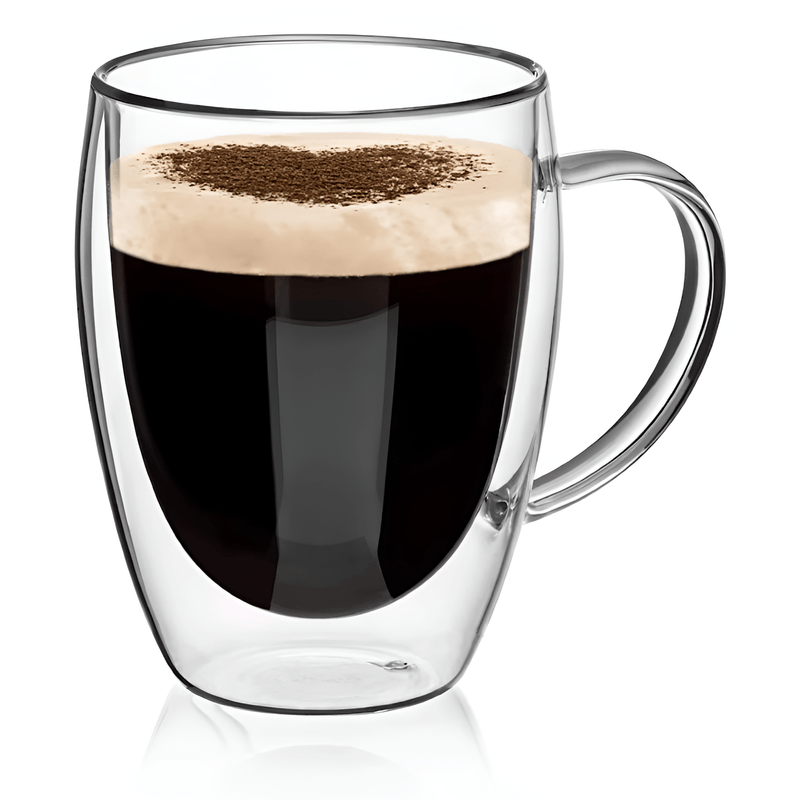 Casa si Gradina - Bucatarie si vesela - Cani si pahare - Cani si cesti - Set 6 cani, Cana termorezistenta 350 ml  cu perete dublu, Sticla borosilicata, Transparent - Infinity.ro