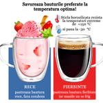 Casa si Gradina - Bucatarie si vesela - Cani si pahare - Cani si cesti - Set 6 cani, Cana termorezistenta 350 ml  cu perete dublu, Sticla borosilicata, Transparent - Infinity.ro