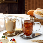 Casa si Gradina - Bucatarie si vesela - Cani si pahare - Cani si cesti - Set 6 cani, Cana termorezistenta 350 ml  cu perete dublu, Sticla borosilicata, Transparent - Infinity.ro