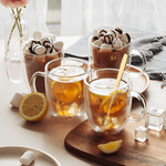 Casa si Gradina - Bucatarie si vesela - Cani si pahare - Cani si cesti - Set 6 cani, Cana termorezistenta 350 ml  cu perete dublu, Sticla borosilicata, Transparent - Infinity.ro