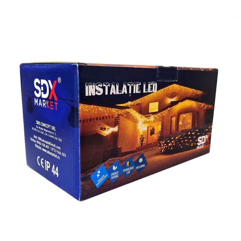 Casa si Gradina - Decoratiuni - Decoratiuni de sezon - Instalatie Luminoasa Ghirlanda liniara, 10 m, cu 30 becuri led rotunde, interconectabila, Alb Cald,pentru Terasa/Gradina - Infinity.ro