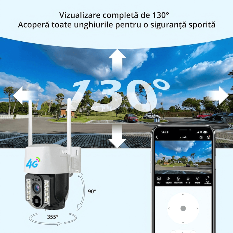 Casa si Gradina - Electrice - Smart Home - Camere de supraveghere - Camera 4G cu panou solar 8W, 8000mAh, PTZ, tracking, Full HD, ideala pentru zone izolate. - Infinity.ro