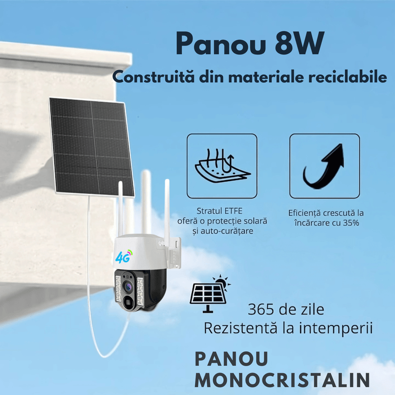 Casa si Gradina - Electrice - Smart Home - Camere de supraveghere - Camera 4G cu panou solar 8W, 8000mAh, PTZ, tracking, Full HD, ideala pentru zone izolate. - Infinity.ro